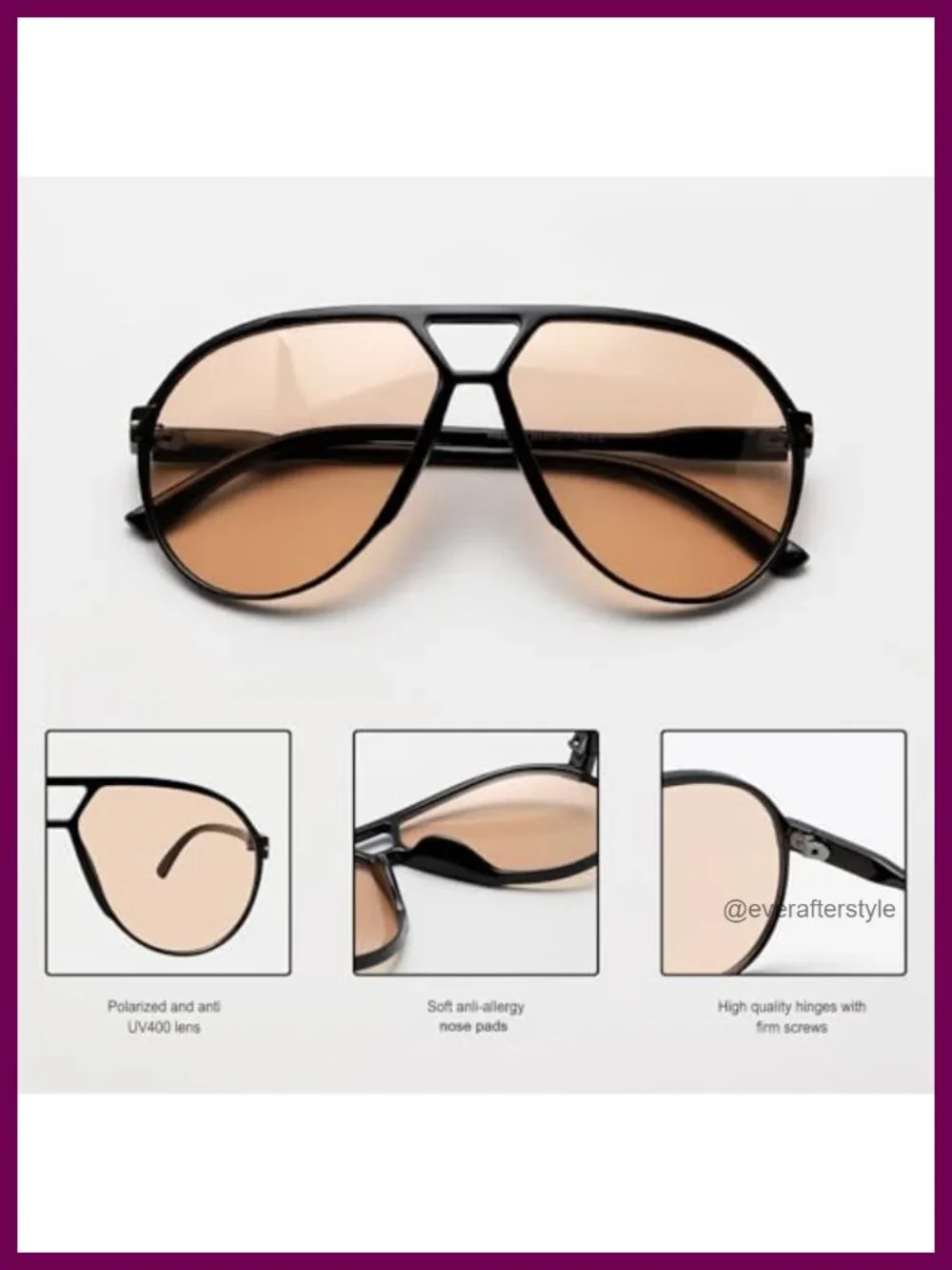 Retro Aviator Sunglasses Oversized Lightweight UV Protection for Women Men